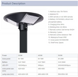 Solar Street Light 300W 400W 500W Waterproof Yard Lamp PIR Motion Sensor Garden Outdoor UFO Lighting with Remote