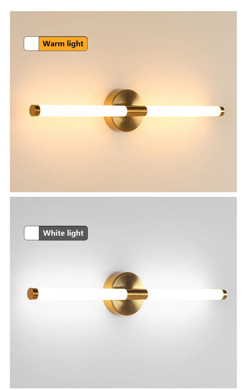 Designed Led Wall Lamp 400 550mm Wall Light Sconces Double Lampshade Up Down Bathroom Wall Lighting Fixture Golden Picture Light