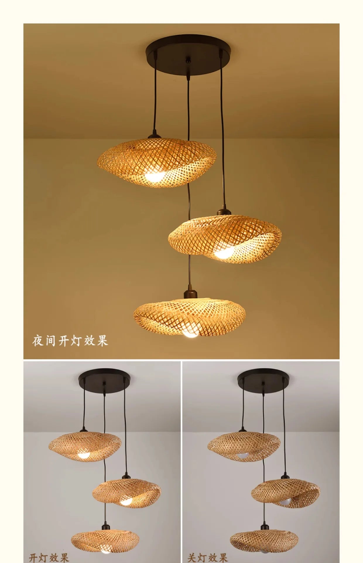 2026 Newest Bamboo Pendant Lamps Ceiling Lights Rattan Wicker Lustre Hand Knit Braiding Suspended Home Dining Braided Decor Hot