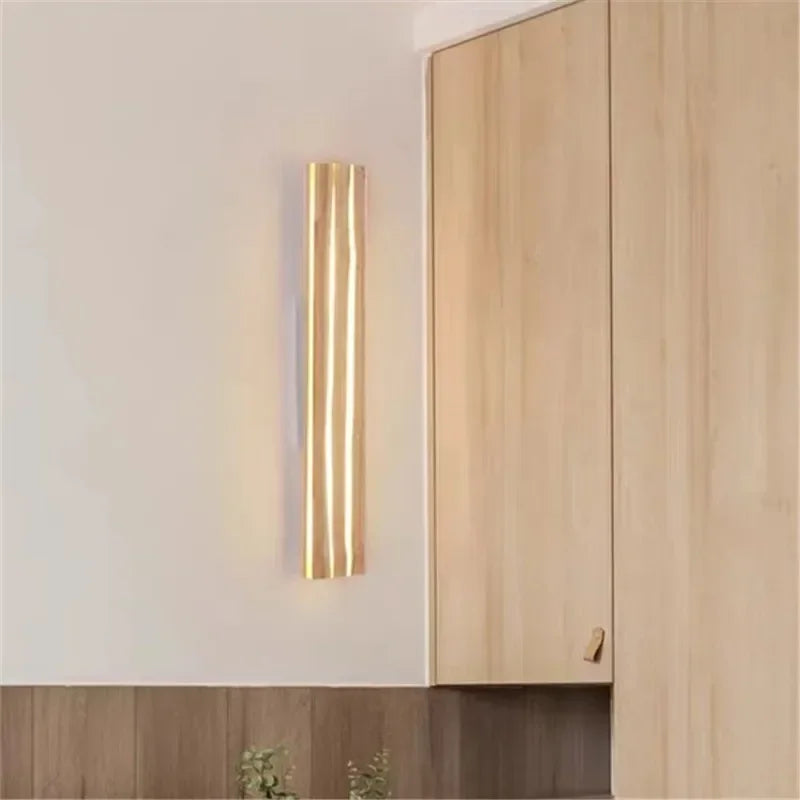 Modern Mirror Led Light Bedside Lamp Wabi Sabi Nordic Cracked Wood Wall Lamp for Living Room Hallway Office Decoration Lamp