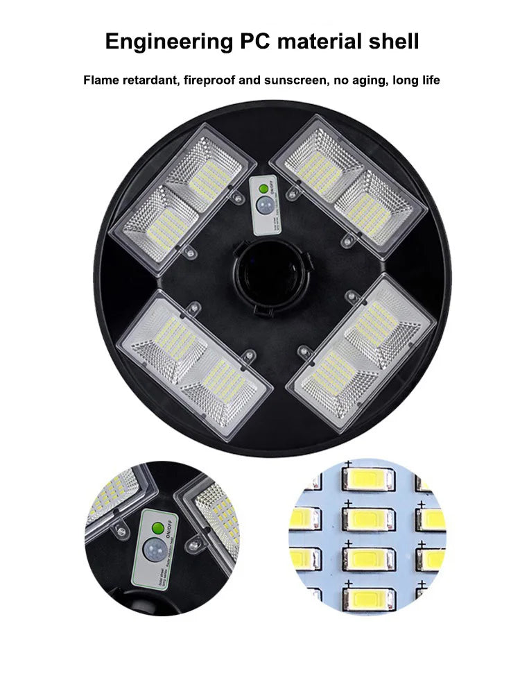Solar Street Light 300W 400W 500W Waterproof Yard Lamp PIR Motion Sensor Garden Outdoor UFO Lighting with Remote
