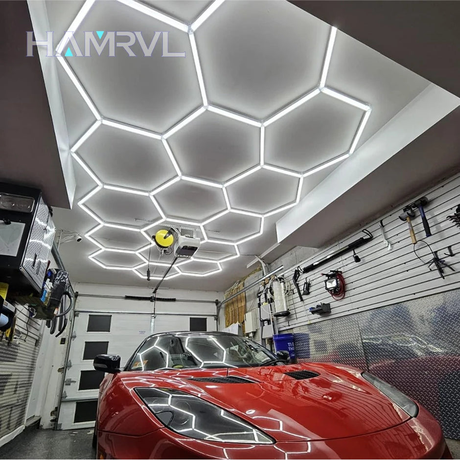 DIY Hair Salon Barbecue Shop Gym Bar Car Showroom 6000-6500k Garage Workshop Ceiling Light Honeycomb Tube Hexagonal LED Lighting