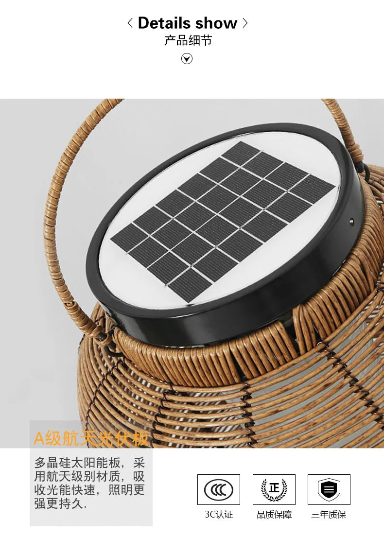 Solar GardenGarden Lawn Outdoor Portable Light Hanging Light Japanese Floor Light Balcony