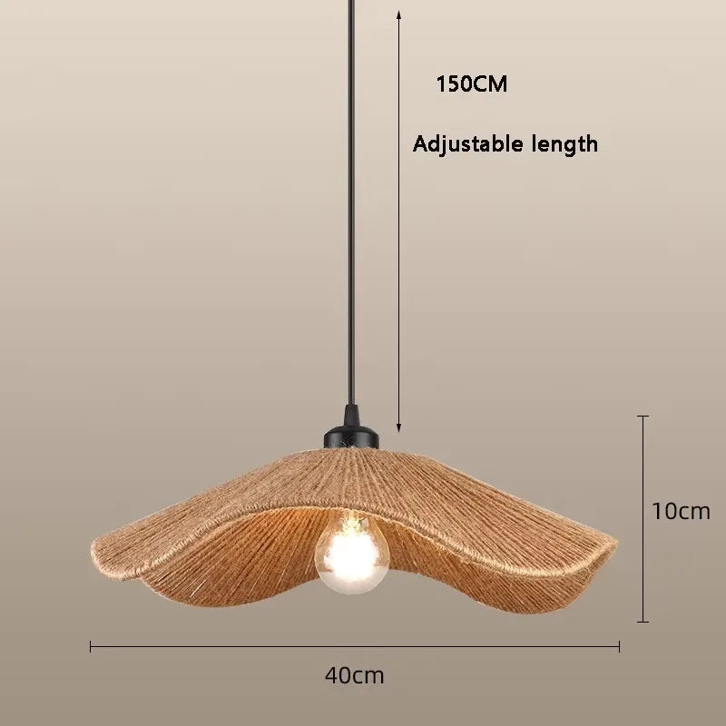 Handmade Woven Restaurant Pendant Light Hemp Rope Lights Bedroom Lamp Restaurant Japanese Style Room Decoration Pendant Lighting