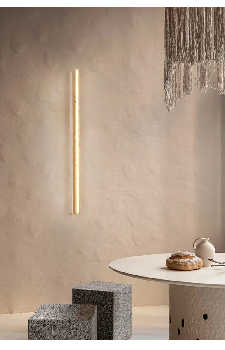 Long Strip Natural Stone Wall Lamp modern Bedroom Living Room Decoration Corridor Wall Sconce Yellow Travertine Lighting Fixture