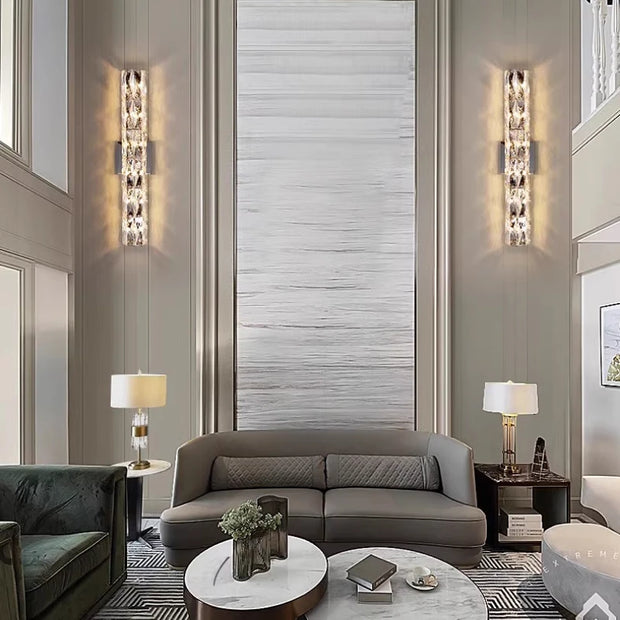 Light living room background wall lamp, modern and simple crystal wall lamp, staircase hallway bedroom bedside wall lamp