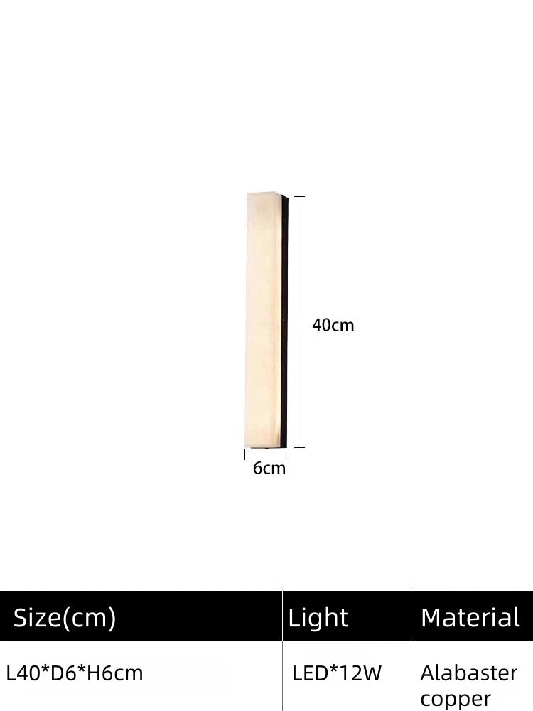 Nordic Hotel Bedroom Corridor Alabaster White Lampshade Strip Natural Marble Stone Wall Sconces Lights Indoor Copper Wall Lamps