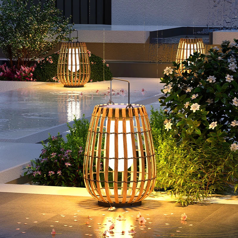 Solar Lights LED Floor Lamp Outdoor Waterproof Solar Energy Imitation Rattan Ambient Lamp Villa Gate Garden Courtyard lighting