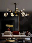 All-copper Molecular Long Crystal Chandelier Light Luxury Creative Post-modern Atmosphere Living Room LED Pendant Lights