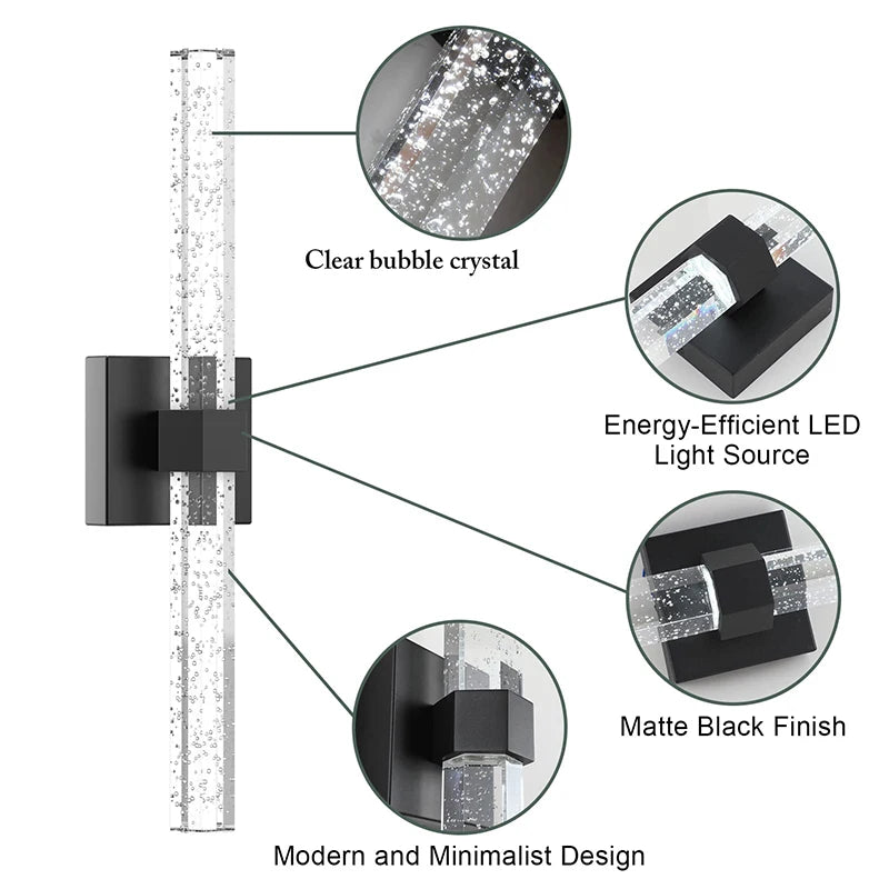 Modern Bubble Crystal LED Wall Lamps Bathroom Dresser Living Room Bedroom Mirror Wall Sconces Indoor Decoration Lighting Lustres