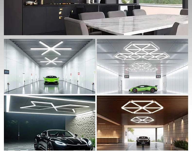 LED Garage Light Diamond Honeycomb Light Car Wash Shop Film Ceiling Car Beauty Workstation Light 126W 6500K