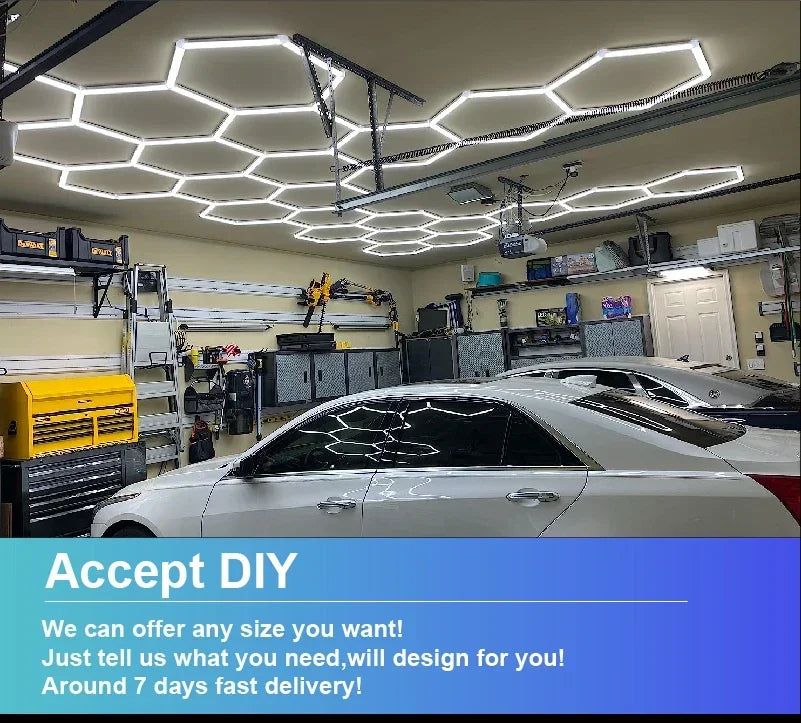 DIY Hair Salon Barbecue Shop Gym Bar Car Showroom 6000-6500k Garage Workshop Ceiling Light Honeycomb Tube Hexagonal LED Lighting