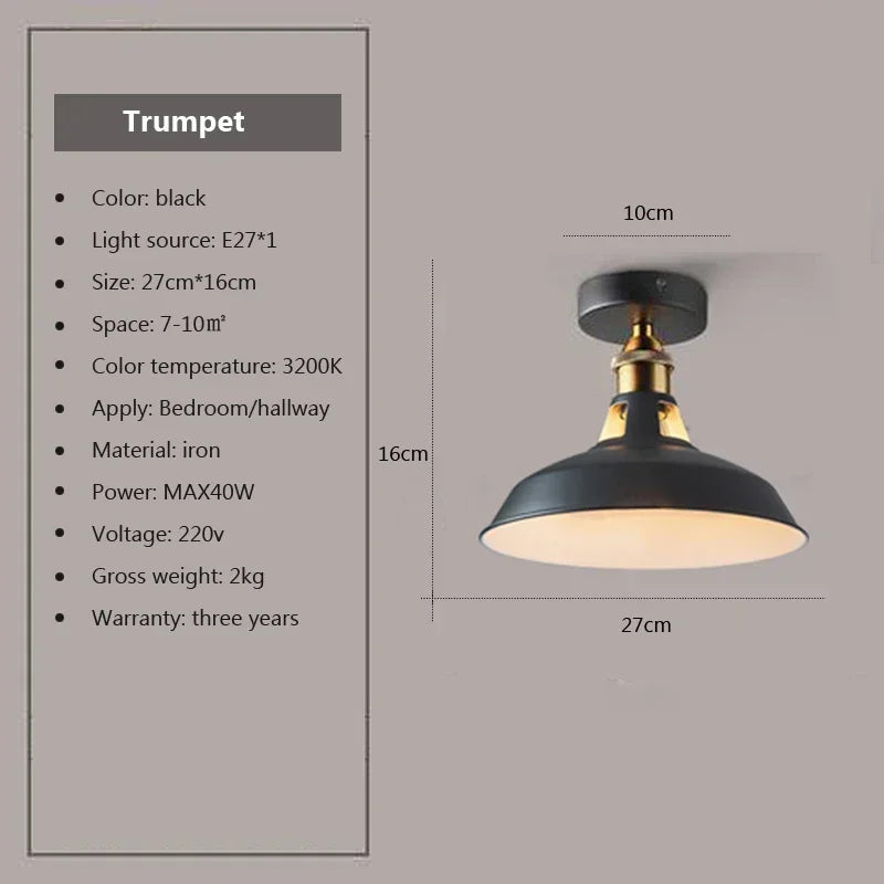 DAMIASMIL Retro Ceiling Lamp for Living Room Dining Room Bedroom Corridor Entrance Ceiling Lights E27 Indoor Lighting Fixtures