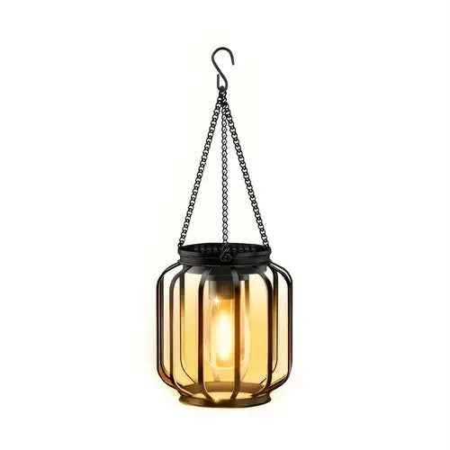 1pc Solar Lantern Outdoor Light, Metal Solar Hanging Light, Brighter Hanging Solar Chandelier, Courtyard Garden Decoratiot