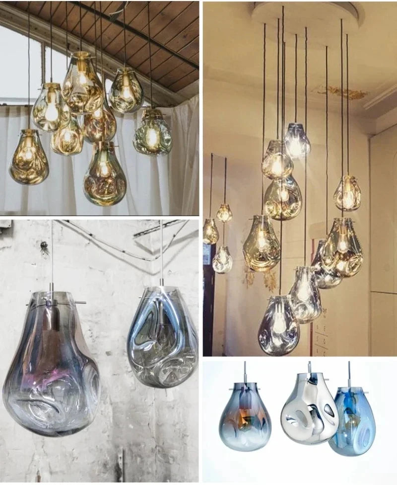 Designer Creative Stained Glass Single Chandeliers, Nordic Simple Bedside Cafe Dining Room Led Small Decorative Lighting