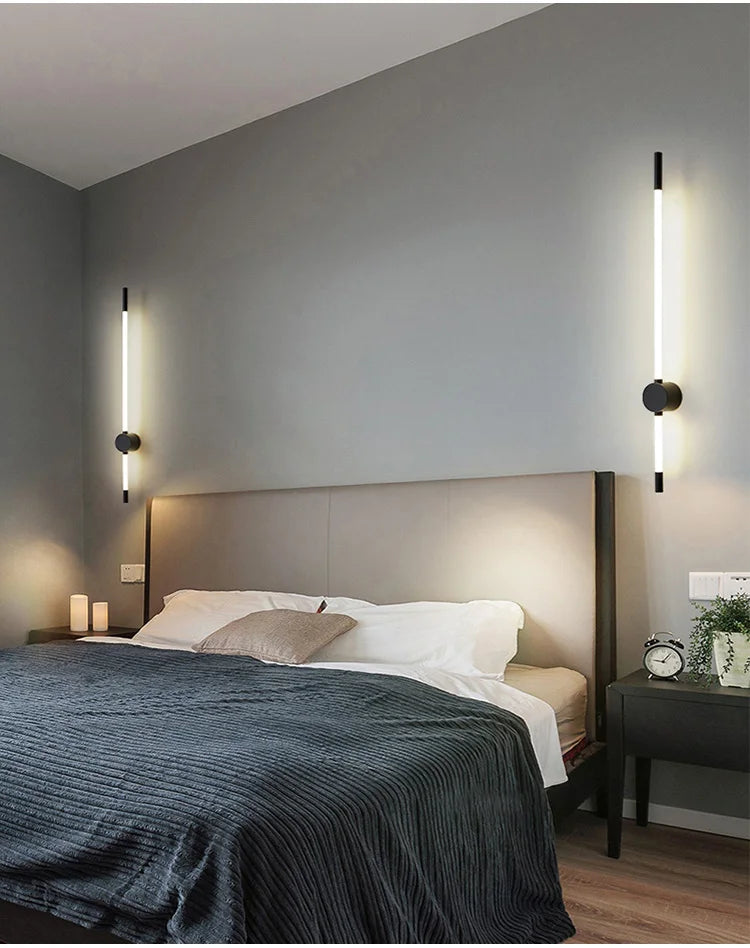 Modern LED Long Wall Lights for Bedroom Lighting Living Room Background Decorate Stairs Lamp Hotel Black Gold Sconce Fixtures