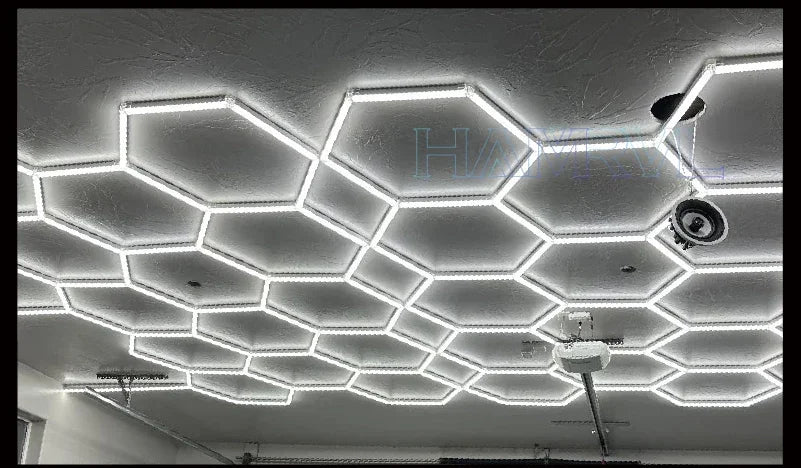DIY Hair Salon Barbecue Shop Gym Bar Car Showroom 6000-6500k Garage Workshop Ceiling Light Honeycomb Tube Hexagonal LED Lighting