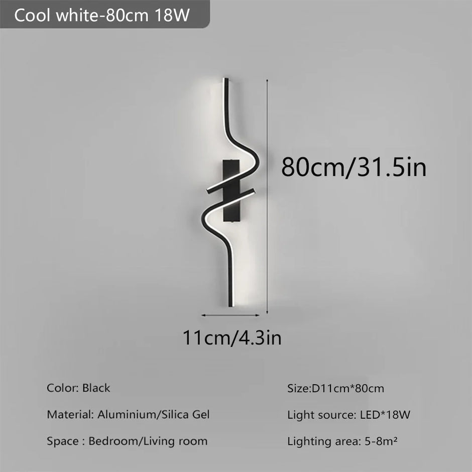 Modern Black Wall Sconce, 27W 6500K Led Iron Wall Light with Artistic Design, Perfect for Corridor, Staircase, Balcony