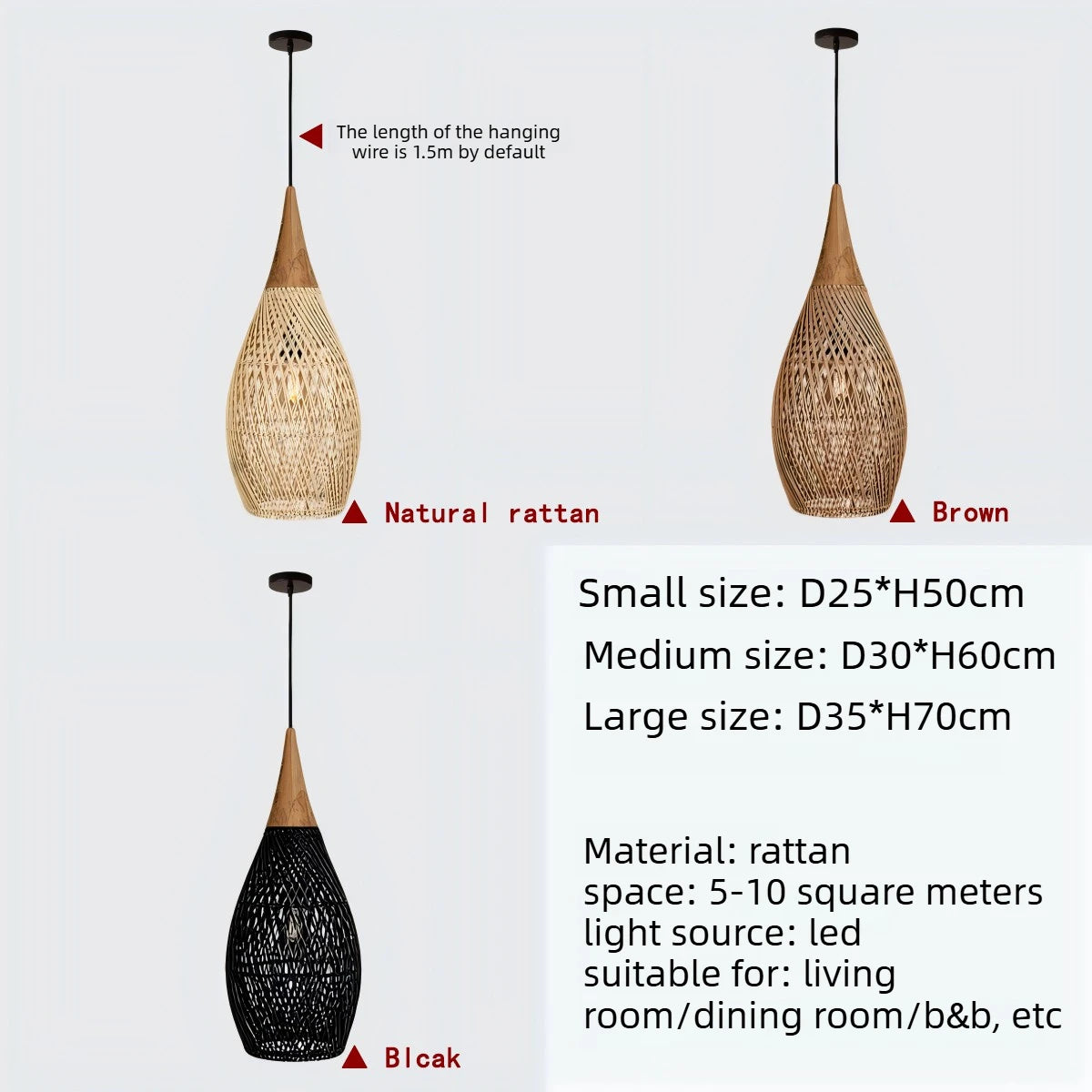 Japanese Wabi-Sabi Rattan Pendant Light - Hand-Woven E27 Boho Lamp for Restaurant Coffee Shop Dining Room Kitchen Island