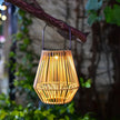 Waterproof Rattan Solar Lantern Solar Powered Bamboo Frame Bamboo Chandelier Lamp Standing/Hanging Weaving Lantern