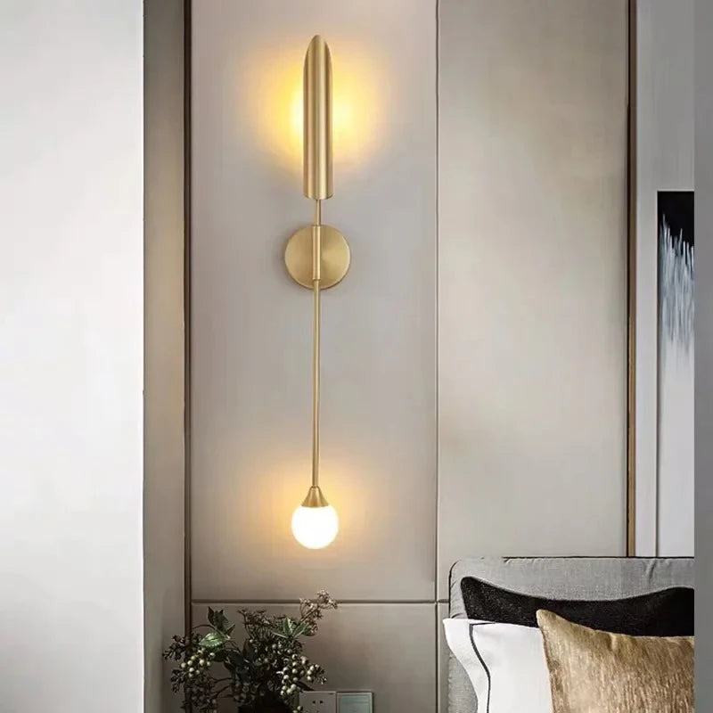 Moderm Luxury Single Double Head Wall Lamp Golden Lnclined Tube Wall Light Mirror Light Stair Living Room Bedroom Deco Luminaire