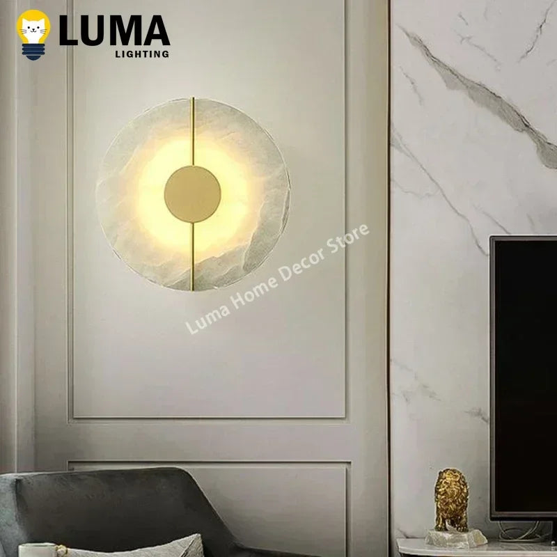 LUMA Modern Luxury Creative Marble Wall Light - Alabaster Marble Wall Sconce for Bedroom Bedside Living Room Aisle Indoor Decor
