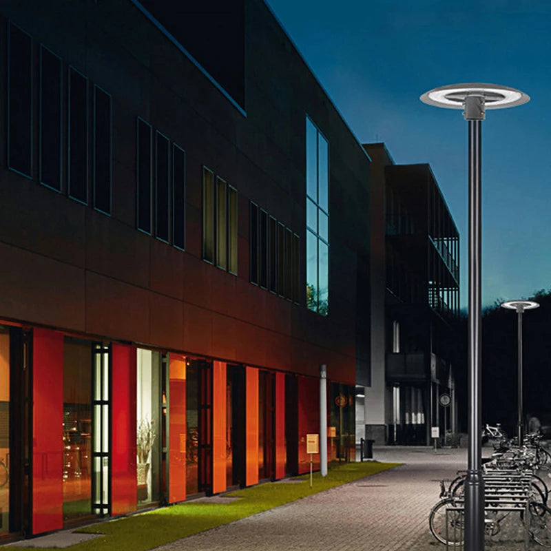 Modern Simple Creative Design Round Aluminum Led Street Lamp Cap Gray Courtyard Commercial Area Green Belt Ip65 Waterproof Light