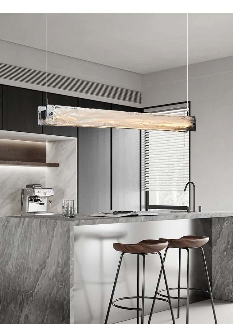 Restaurant long cloud glass chandelier Nordic creative living room dining table bar art lamp