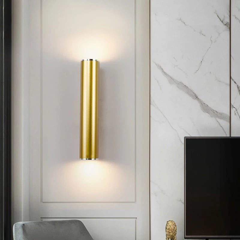 Modern Gold Pipe Wall Lamps Tube Light Home Decor Bathroom Bedroom Lamp Wall Sconces Led Mirror Light Loft Background lighting