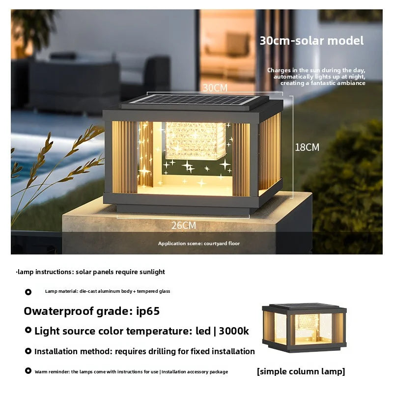 Solar Column Head Lamps Waterproof Courtyard Lamps Gate Pillar Lamps Wall Column Lamps Outdoor Villa Column Head Lamps