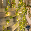 Solar LED Simulated Green Leaf Vine Copper Wire Light Courtyard Balcony Fence Wall Atmosphere Decoration IP44 Outdoor light