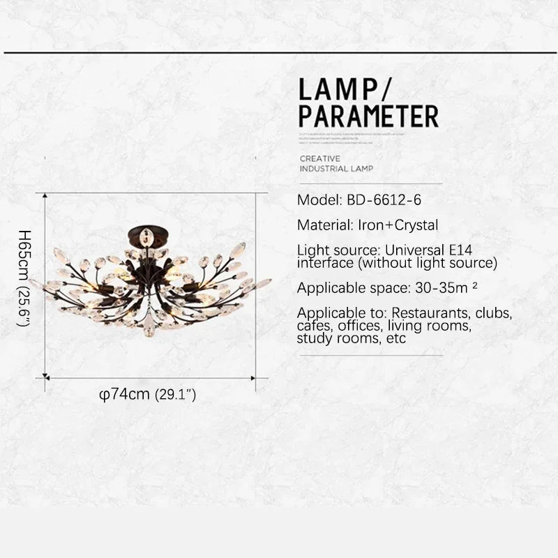 VIOLET Modern Crystal Ceiling Light American Country LED Creativity Living Room Dining Room Bedroom Coffee shop clothing store