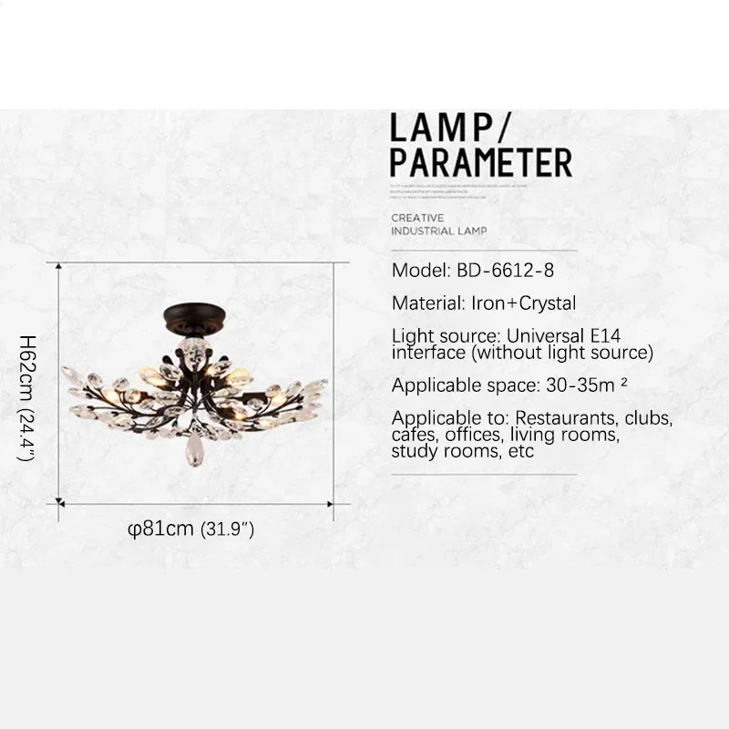 VIOLET Modern Crystal Ceiling Light American Country LED Creativity Living Room Dining Room Bedroom Coffee shop clothing store