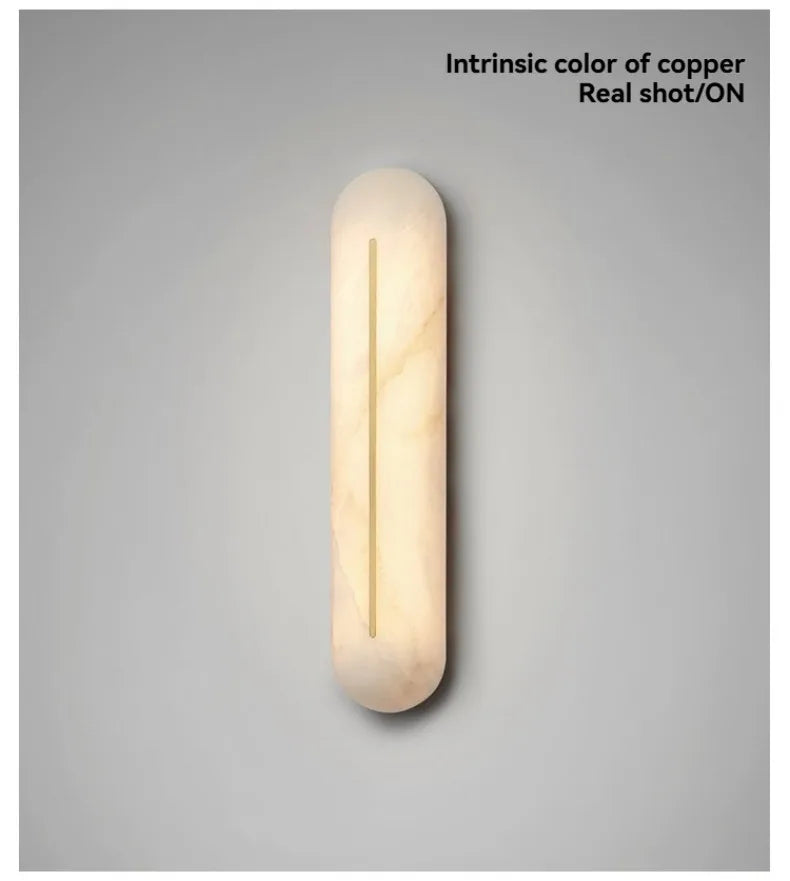 Italian Wall Lamp Natural Marble Bedside LED Light for Bedroom Villa Entryway Hallway Living Room Indoor Decorative Lighting