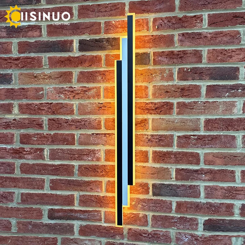 Outdoor Garden Wall Light Waterproof Long Strip Shape Lamp LED85v-265v Black&White Color Porch Lighting Fixture for Villa Garage