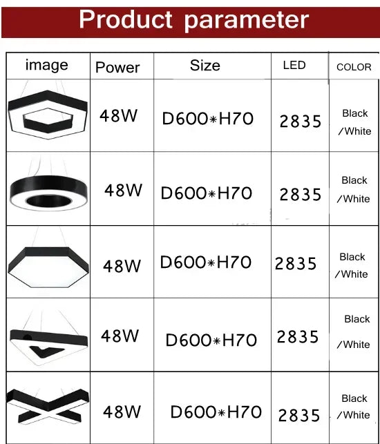 Creative Hexagonal Led Lamps Office Chandelier Round Simple Y-shaped splicing Special-Shaped Chandelier Gym Office Light