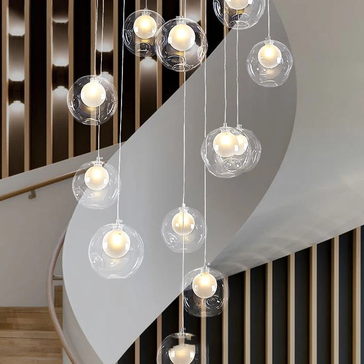 Nordic luxury White Magic bean Design glass LED Chandelier Lighting lustre Hardware Ceiling Duplex staircase Attic luminaire