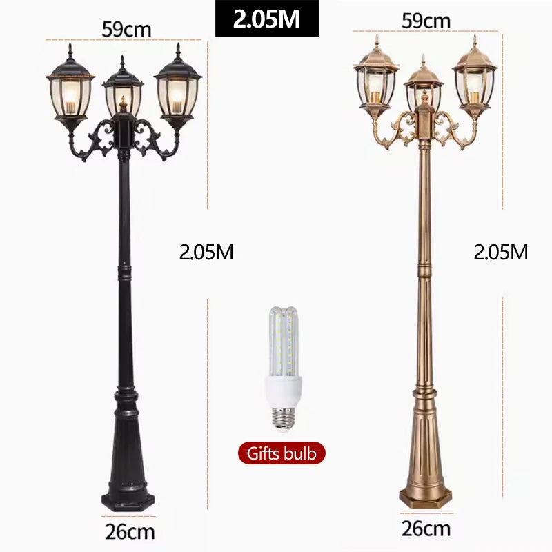 Waterproof high LED retro outdoor landscape courtyard 3m European style outdoor lawn lamp villa household garden street lighting