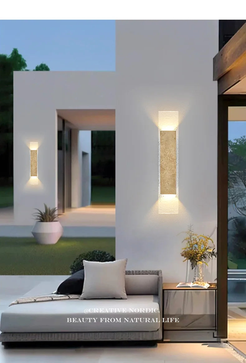 Outdoor Waterproof Wall Lamps Strip Natural stone Wall Lights 18W LED  Porch Wall Sconces  Bedroom Exterior Lighting Fixtures