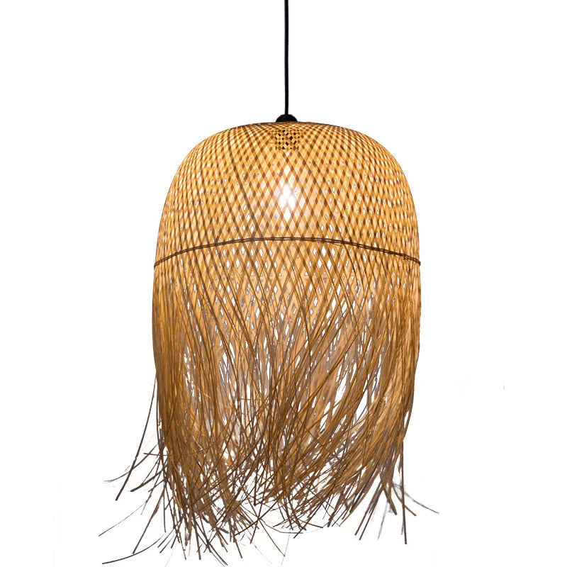 Southeast Asian Individuality Hand Woven Bamboo Chandelier Chinese Lamps Tea Room Restaurant Hotel Artistic Modeling Lampshade