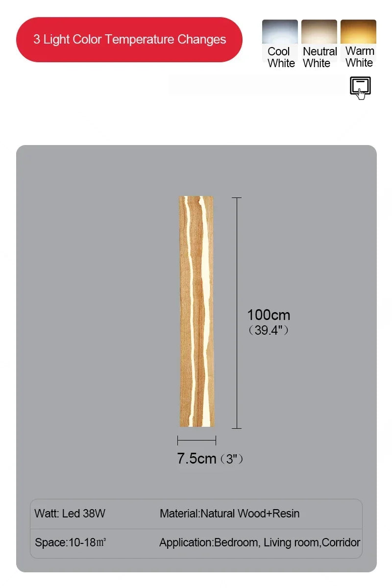 Modern Mirror Led Light Bedside Lamp Wabi Sabi Nordic Cracked Wood Wall Lamp for Living Room Hallway Office Decoration Lamp