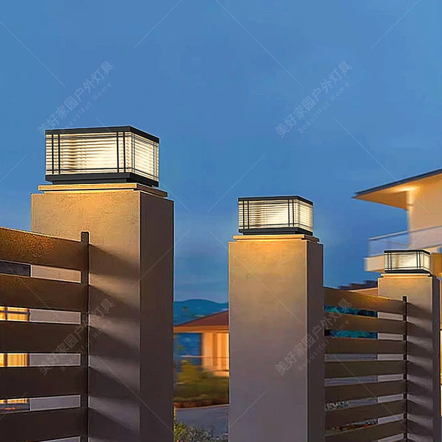 Solar stigma lamp Rural outdoor villa Waterproof lamp Outdoor balcony Garden Stainless steel gate wall lamp