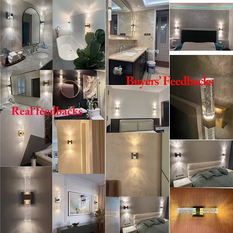 Modern Bubble Crystal LED Wall Lamps Bathroom Dresser Living Room Bedroom Mirror Wall Sconces Indoor Decoration Lighting Lustres