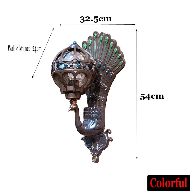 European Style Retro Peacock Wall Lamp Led Hotel Art Wall Lamp Balcony Villa Door Light Suitable For Indoor / Outdoor Lighting