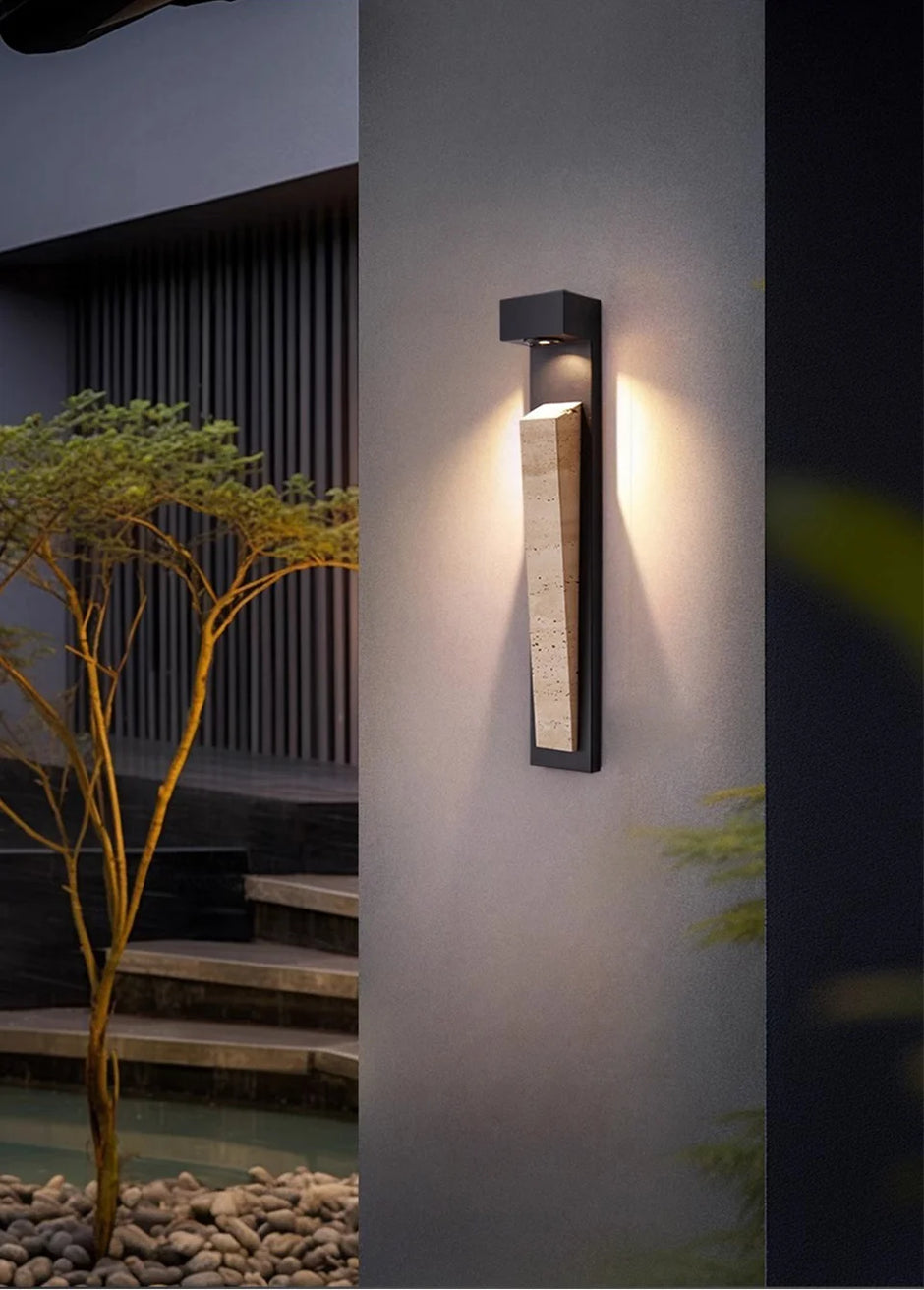 Waterproof Outdoor Wall Light Natural Stone Exterior IP65 Weather-Resistant Lighting for Garden Porch Balcony Villa & Patio Deco