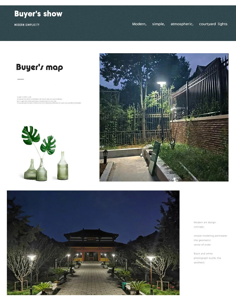 Modern Aluminum Garden Lamp Outdoor Ultra-Bright Home Outdoor Waterproof Garden Villa Community Park Landscape Street Light