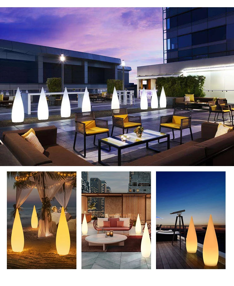 Hotel Restaurant Courtyard Garden Decoration Outdoor Variable Light Emitting Diode Luminous Water Droplet Floor Lamp