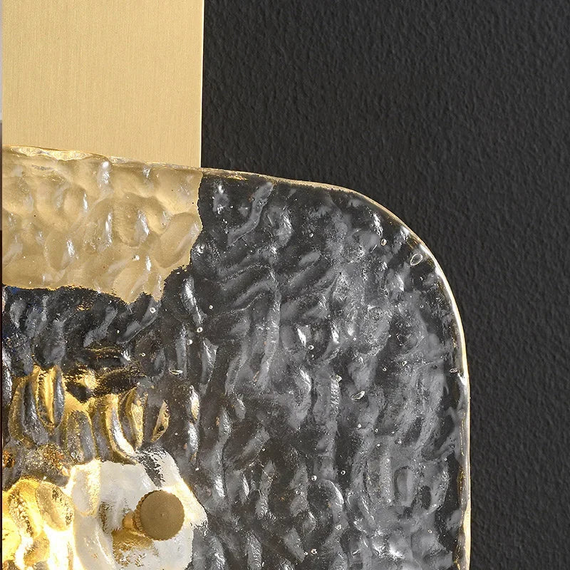 Postmodern Copper Crystal Square Wall Lamp Bedroom Bedside Hotel Villa Indoor Lighting Living Room Background Dector