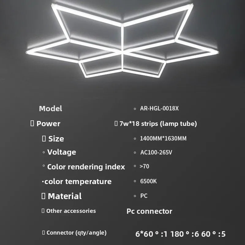 LED Garage Light Diamond Honeycomb Light Car Wash Shop Film Ceiling Car Beauty Workstation Light 126W 6500K