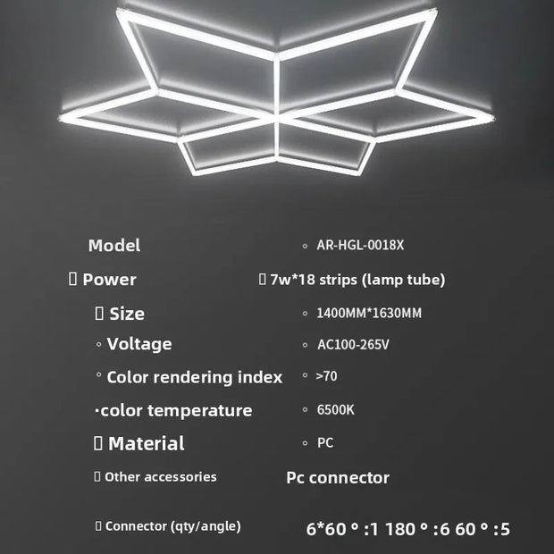 LED Garage Light Diamond Honeycomb Light Car Wash Shop Film Ceiling Car Beauty Workstation Light 126W 6500K